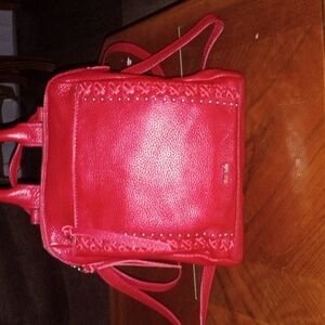 The Sak Loyola Leather Mini Backpack red leather
